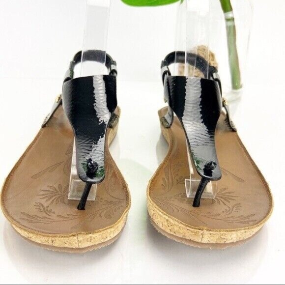 Tommy Bahama Women's Tanna Sandal Size 6 Thong Flat Black Patent Slingback Shoe - Picture 3 of 10